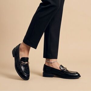 ✨ Classic Black Faux Leather Horsebit Loafers ✨